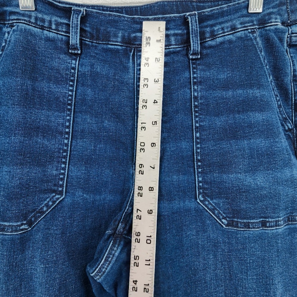 Denim & Co 16 Blue Wide Leg Crop Jeans Patch Pocket Stretch Comfort Casual - Picture 5 of 8